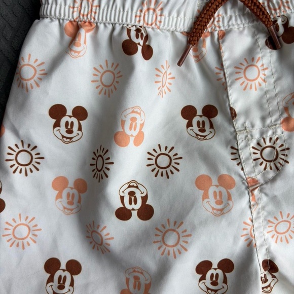 Disney Brown and White Mickey Mouse Toddler Swim Trunks 4T - Picture 5 of 6